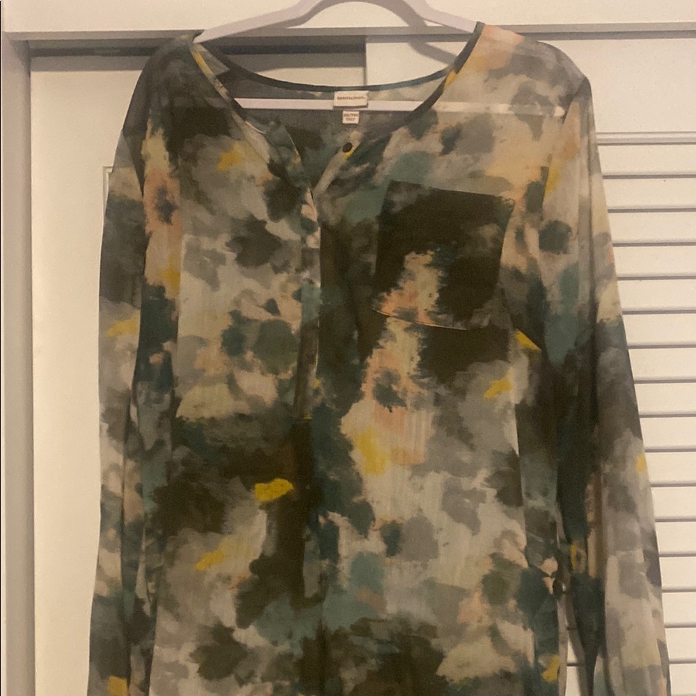 Stylish Multicolor Women's Top Sheer with a Cute Pocket Detail
